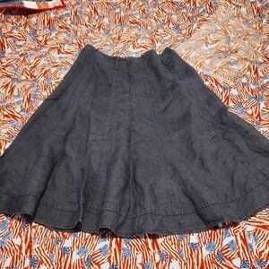 Skirt 100% Linen Dark Blue A-Line Skirt
